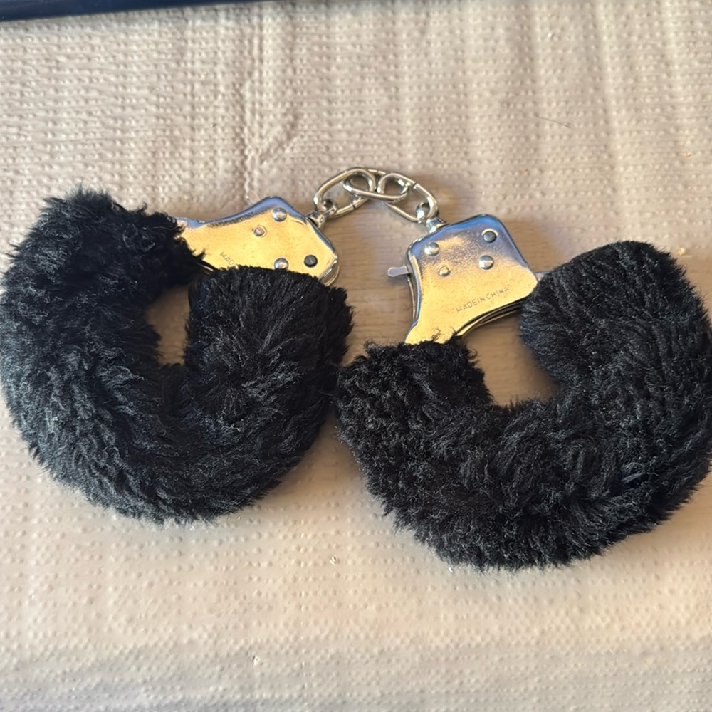 Cop Costume Black Fuzzy Handcuffs ⭕️2 for $15⭕️